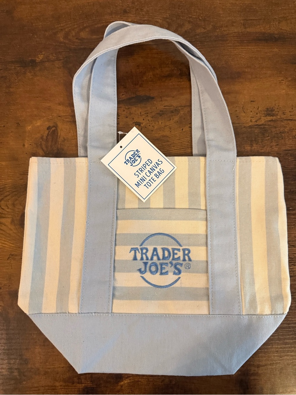 Trader Joe's Blue Stripe Canvas Tote Bag